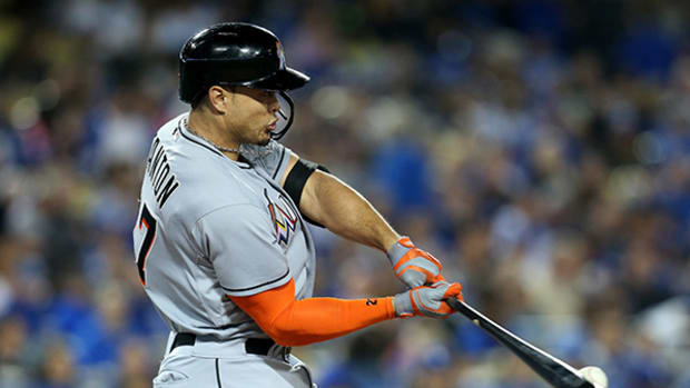 Giancarlo Stanton Crushes a Homer Out of the Park, Literally
